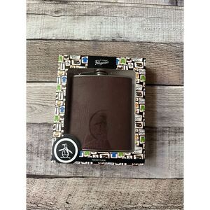 NIB Penguin Brown Leather Pocket Flask